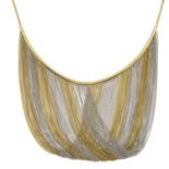A fancy necklace, suspending a bi-colour mesh drop.Length of chain 36.2cms.