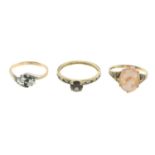 9ct gold smoky quartz single-stone ring, hallmarks for 9ct gold, ring size S, 1.8gms.