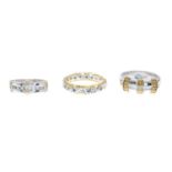 9ct gold diamond band ring,