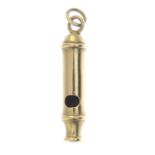 A 9ct gold whistle charm.Hallmarks for London, 1970.Length 3.8cms.