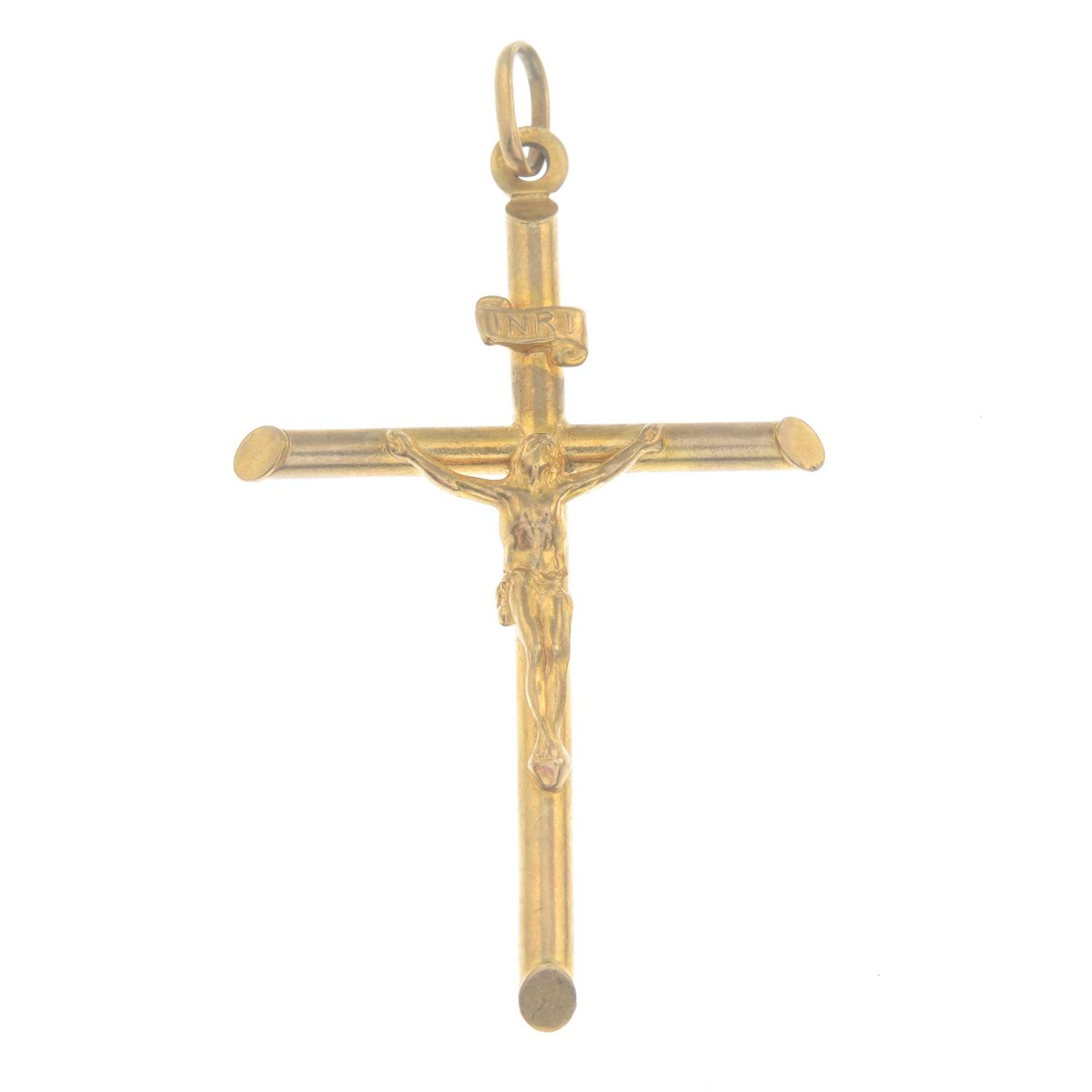 A 9ct gold crucifix cross pendant.Hallmarks for 9ct gold.