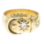 An early 20th century 18ct gold old-cut diamond buckle ring.Hallmarks for Chester,