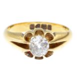 An early 20th century 18ct gold old-cut diamond single-stone ring.Estimated diamond weight 0.80ct,