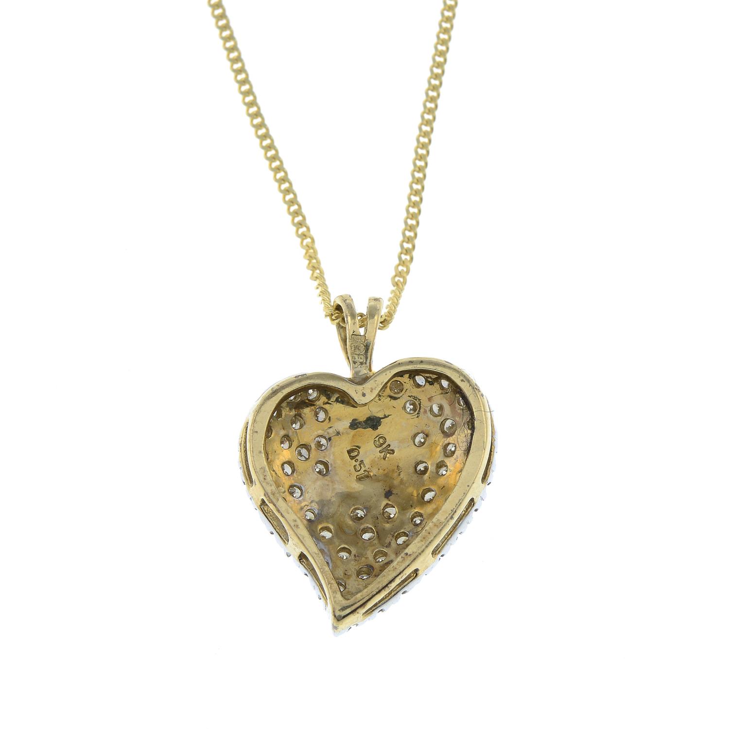 A 9ct gold brilliant-cut diamond heart pendant, with 9ct gold chain. - Image 2 of 2