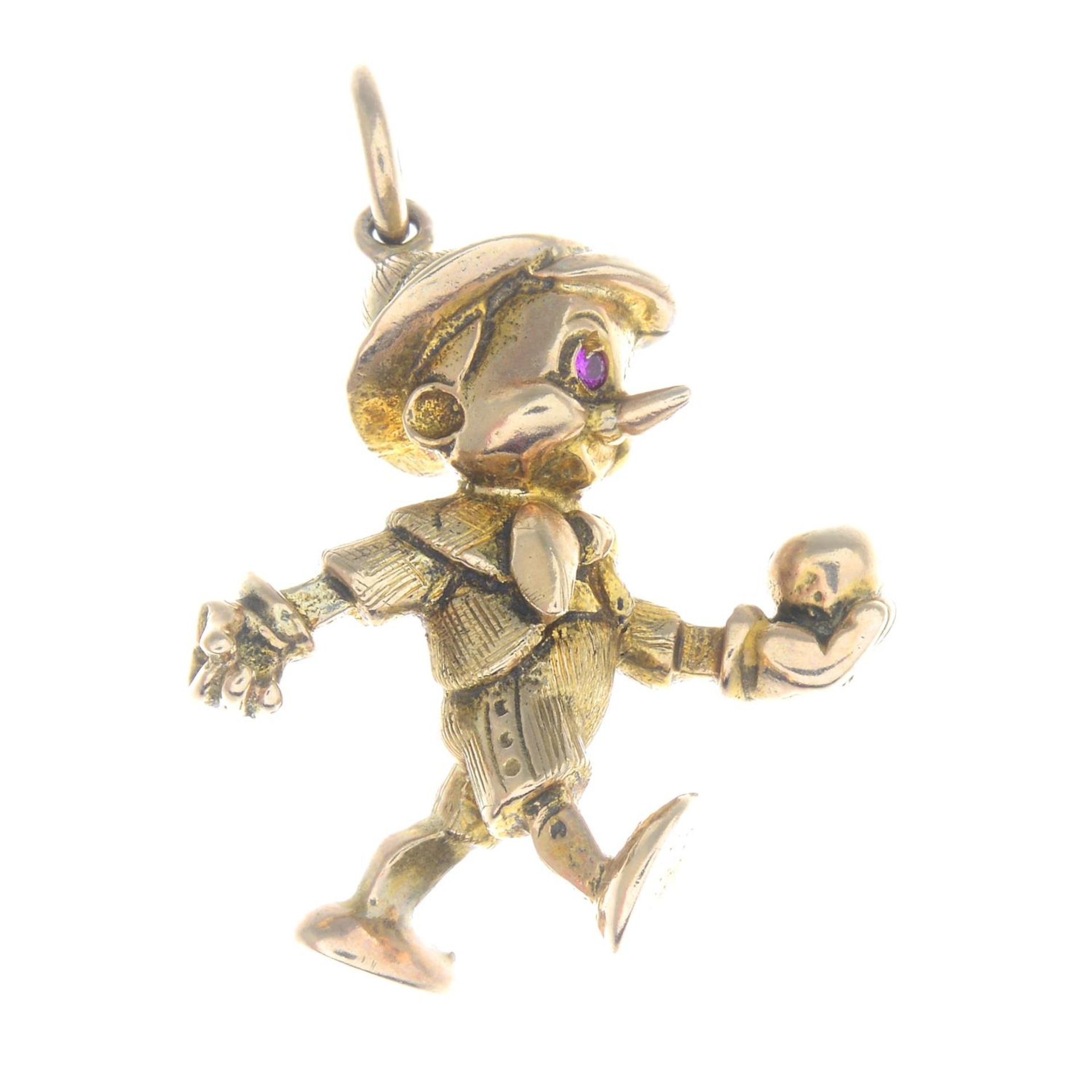 A mid 20th century 9ct gold Pinocchio charm,