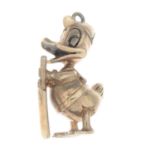 A 1960s 9ct gold duck cricketer charm.Hallmarks for Birmingham, 1968.