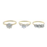 Two 9ct gold cubic zirconia rings, hallmarks for 9ct gold, ring sizes P and S1/2, 4.5gms.