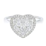 A brilliant-cut diamond heart-shape cluster ring.Total diamond weight 0.55ct,