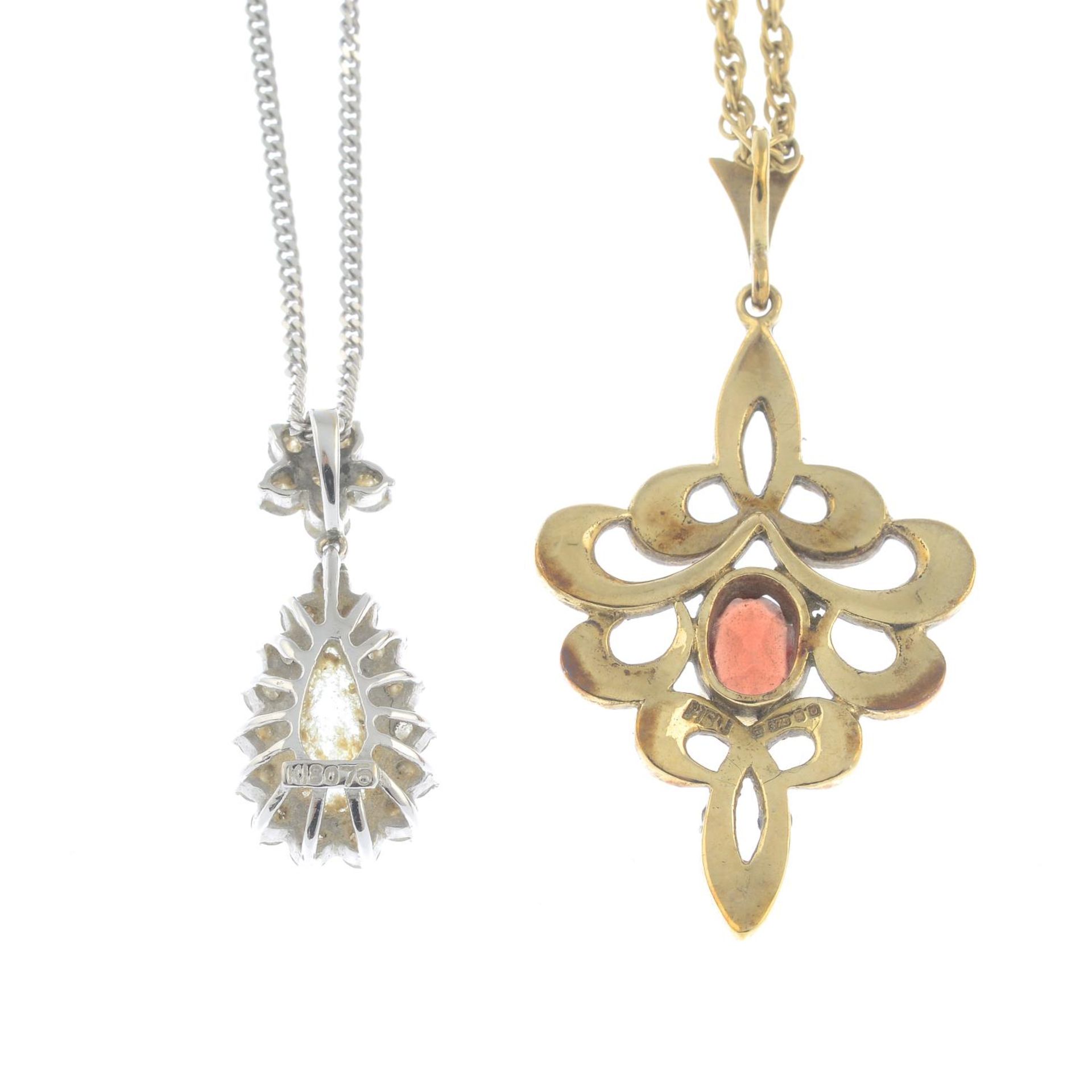 18ct gold aquamarine and diamond pendant, - Bild 2 aus 2