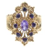 A 1970s 9ct gold amethyst ring.Hallmarks for Birmingham, 1975, Ring size N1/2.