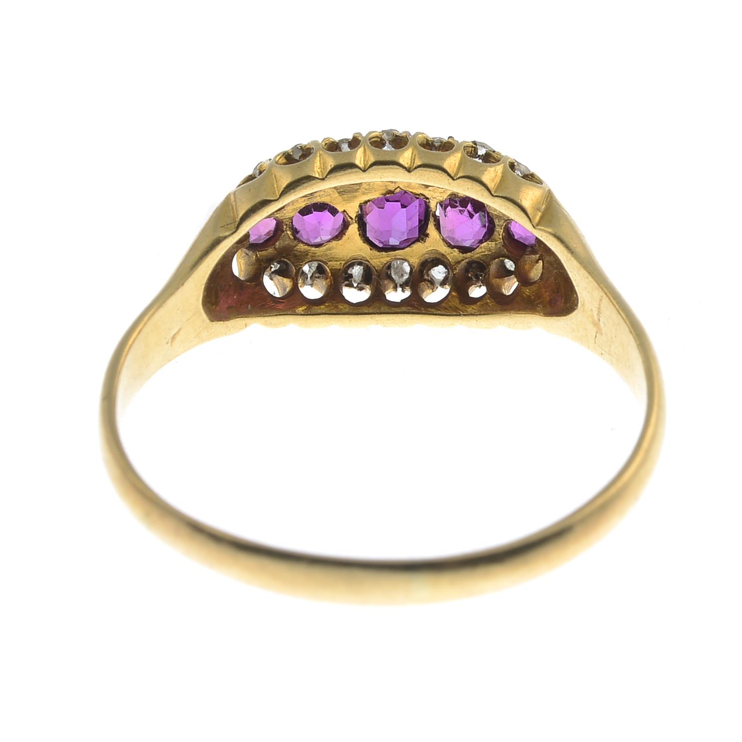 An early 20th century 18ct gold ruby and diamond ring.Hallmarks for Birmingham.Ring size U1/2. - Bild 2 aus 2