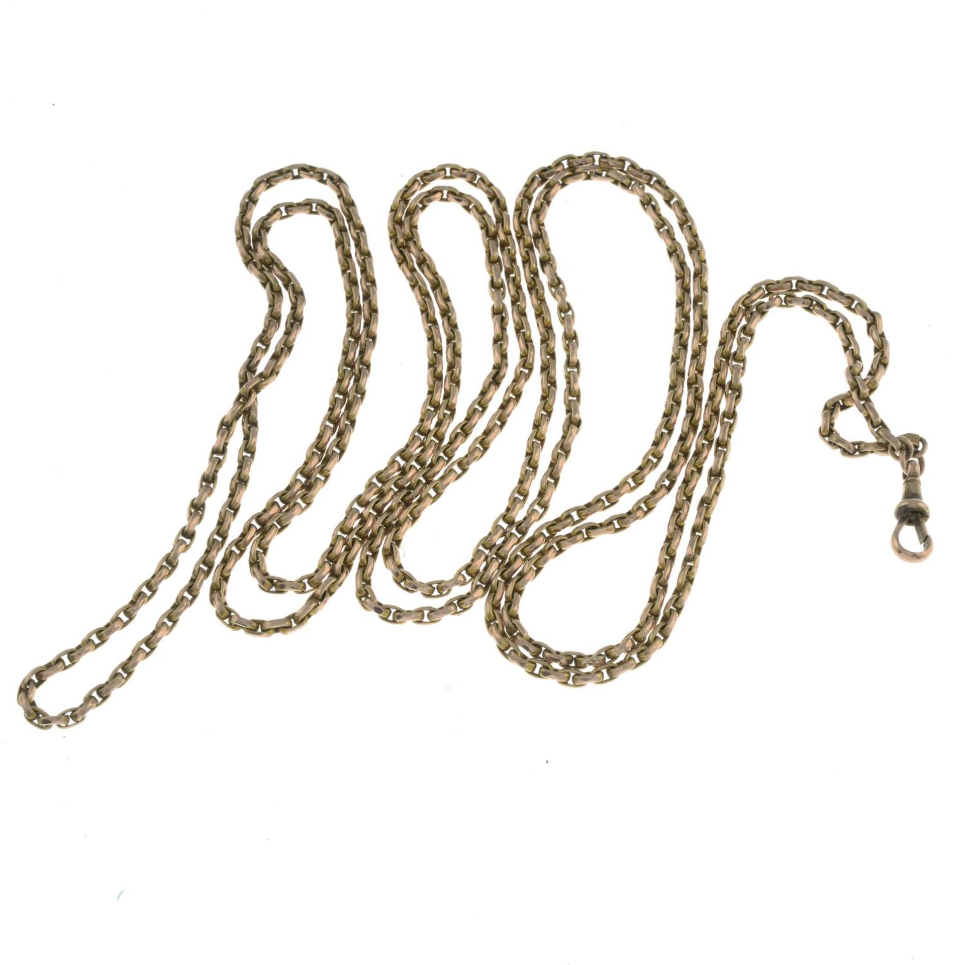 A late 19th century longuard chain.Stamped 9CT. - Bild 2 aus 2