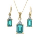 A set of synthetic emerald and gem-set jewellery,