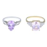 18ct gold kunzite ring,