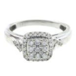 A brilliant-cut diamond cluster ring.Total diamond weight 0.36ct,