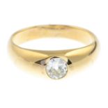 A 14ct gold diamond single-stone ring.Estimated diamond weight 0.35ct, tinted colour, VS clarity.