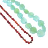 Chrysoprase quartz single-strand necklace,