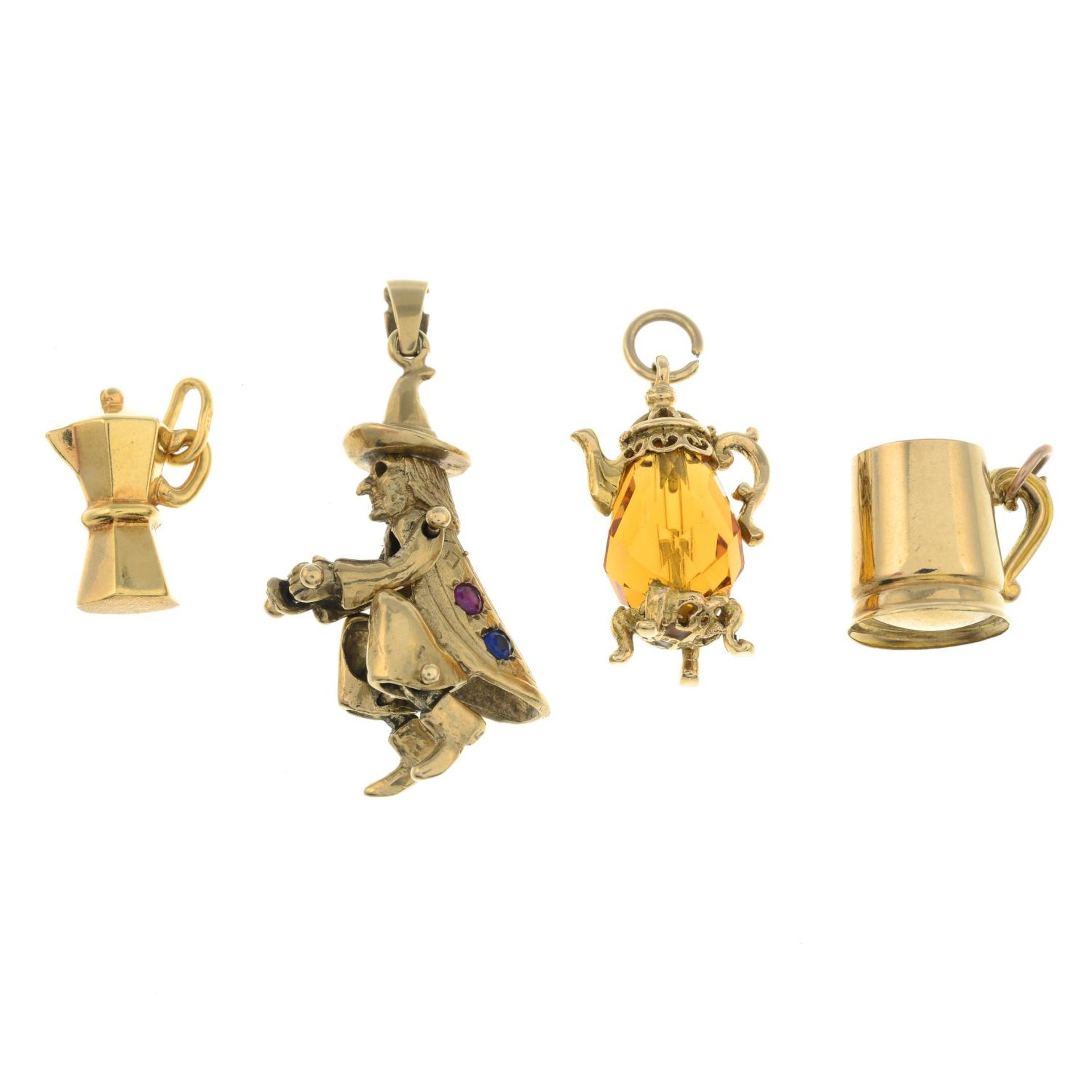 9ct gold orange gem teapot charm,