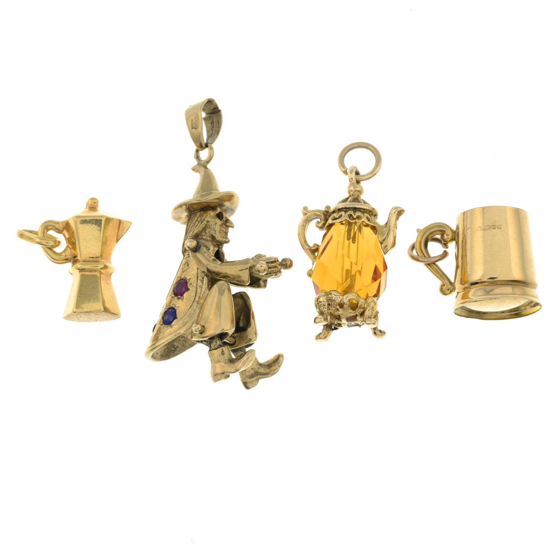 9ct gold orange gem teapot charm, - Image 2 of 2