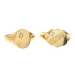 9ct gold gentleman's cubic zirconia signet ring,