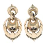 A pair of late Victorian earrings.Length 3.2cms.