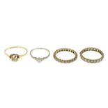 Two 9ct gold diamond single-stone rings, hallmarks for 9ct gold, ring sizes K and Q, 2.7gms.