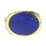 A 1970s 18ct gold lapis lazuli dress ring.Stamped 18K.