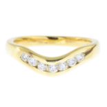 An 18ct gold diamond chevron ring.Estimated total diamond weight 0.30ct.