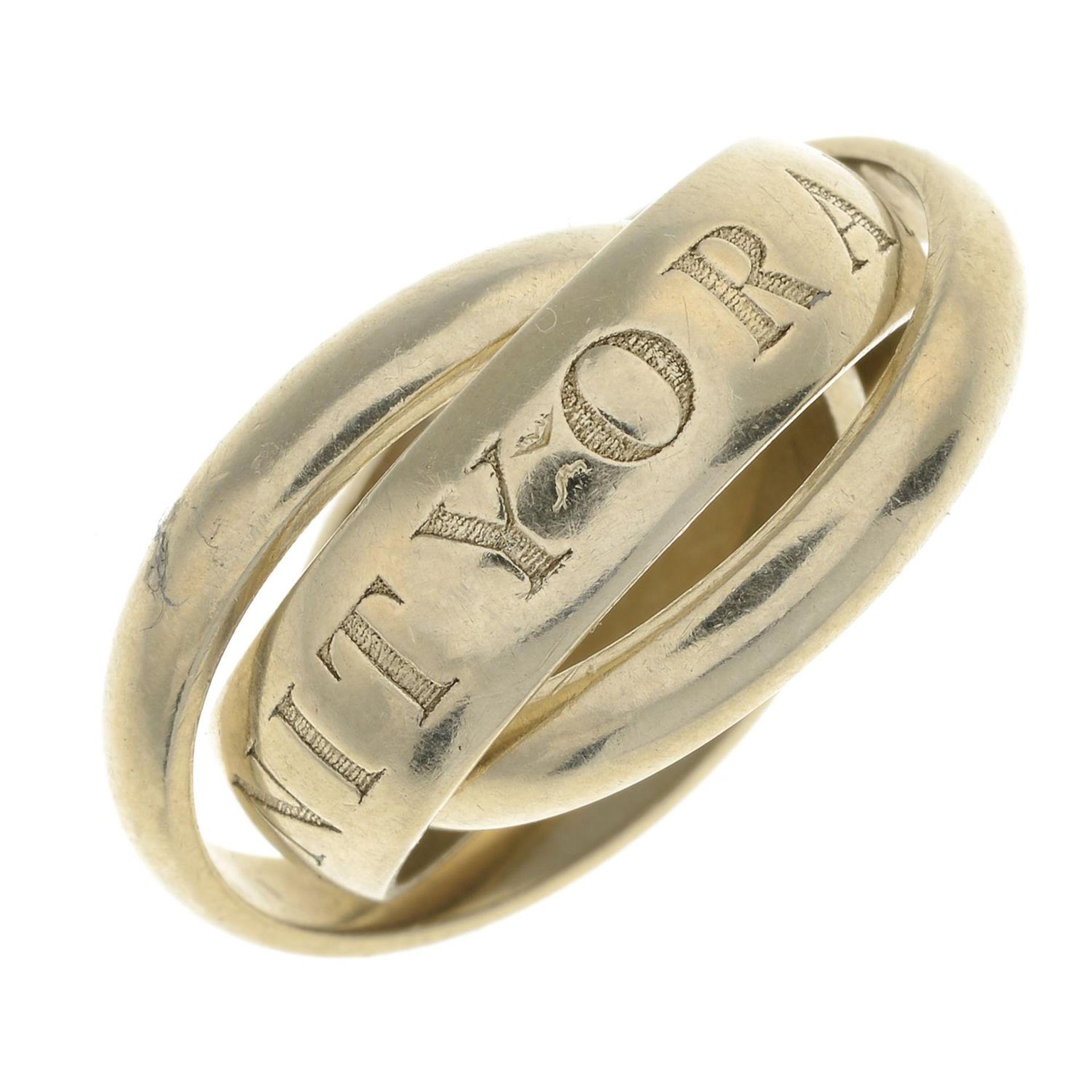 A 'Trinity or Amour' ring, by Cartier.Makers marks for Cartier.