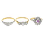 Diamond three-stone ring,