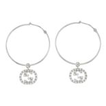 A pair of 18ct gold brilliant-cut diamond double G motif hoop earrings,