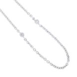 A brilliant-cut diamond collet accent chain necklace.Stamped 750 to clasp.Length 41cms.