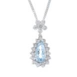 18ct gold aquamarine and diamond pendant,