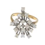 A 9ct gold diamond dress ring.Estimated total diamond weight 1ct.