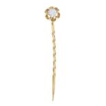 An early 20th century diamond stickpin.Estimated diamond weight 0.25ct, H-I colour, P1 clarity.