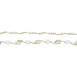 9ct gold diamond accent bracelet, hallmarks for 9ct gold, length 20cms, 3gms.