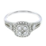 An 18ct gold brilliant-cut diamond dress ring.Estimated total diamond weight 0.50ct.