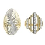 14ct gold cubic zirconia dress ring, hallmarks for 14ct gold, ring size P, 3.6gms.