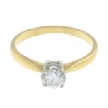 An 18ct gold diamond single-stone ring.Estimated diamond weight 0.50ct, I-J colour, P1 clarity.