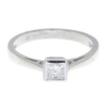 A platinum diamond single-stone ring.Diamond weight 0.25ct,