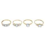 Two 18ct gold cubic zirconia rings, hallmarks for 18ct gold, ring sizes M1/2 and N, 4.7gms.