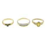 18ct gold diamond seven-stone bi-colour ring,