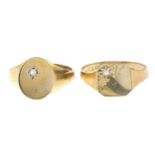 Gentleman's 9ct gold cubic zirconia signet ring,