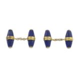 A pair of lapis lazuli cufflinks,