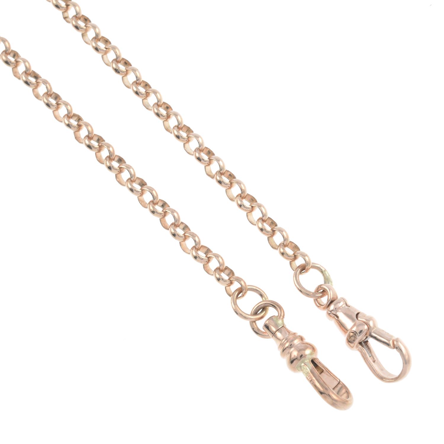 A 9ct gold belcher-link chain, with lobster clasp terminals.Hallmarks for London, 1989.