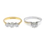 Diamond three-stone ring,