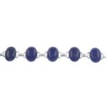 A lapis lazuli bracelet.Stamped 925, partially indistinct.