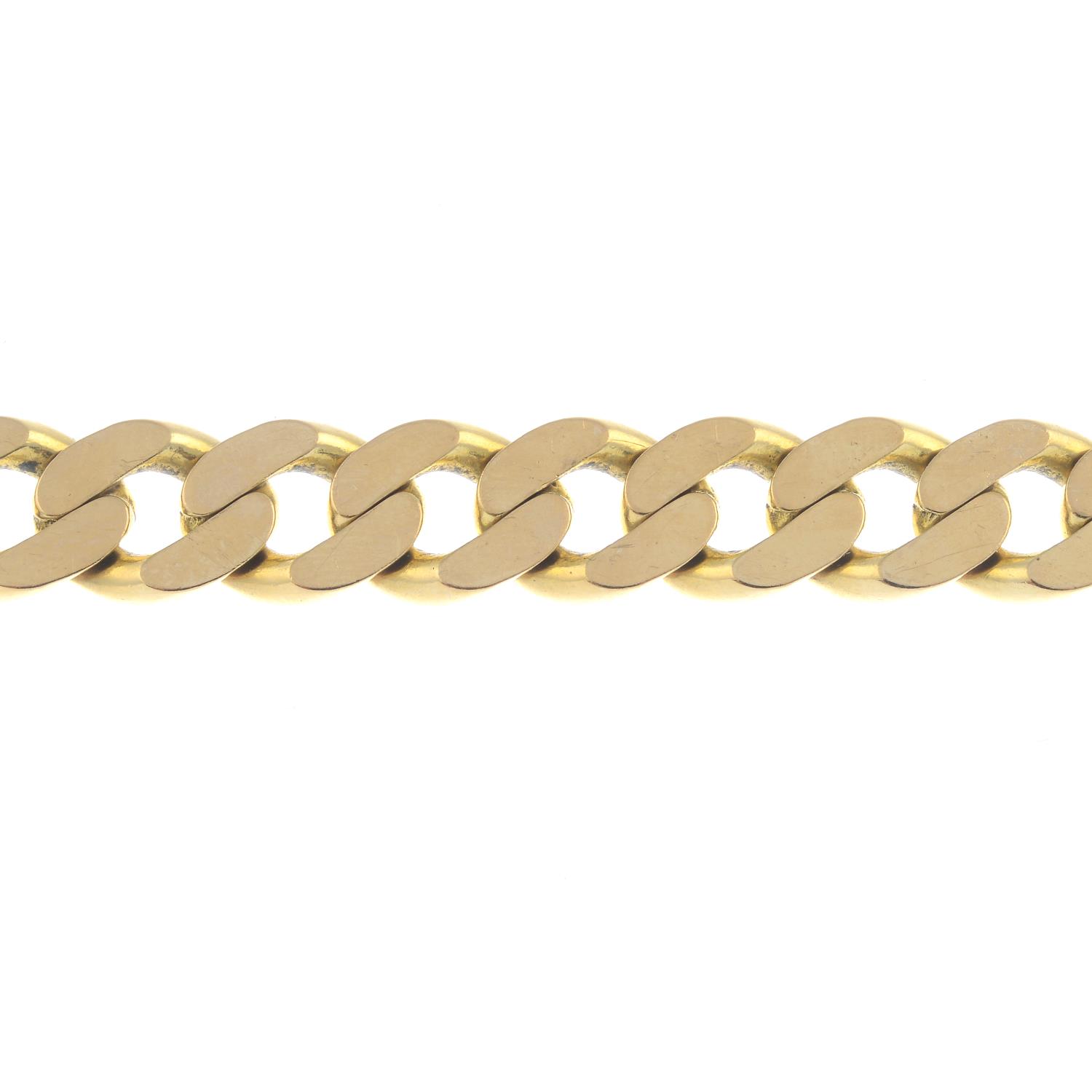 A 9ct gold curb-link bracelet.Hallmarks for 9ct gold.