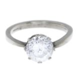 A cubic zirconia single-stone ring.Stamped 18.Ring size P.