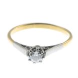 A circular-cut diamond single-stone ring.Estimated diamond weight 0.30ct,
